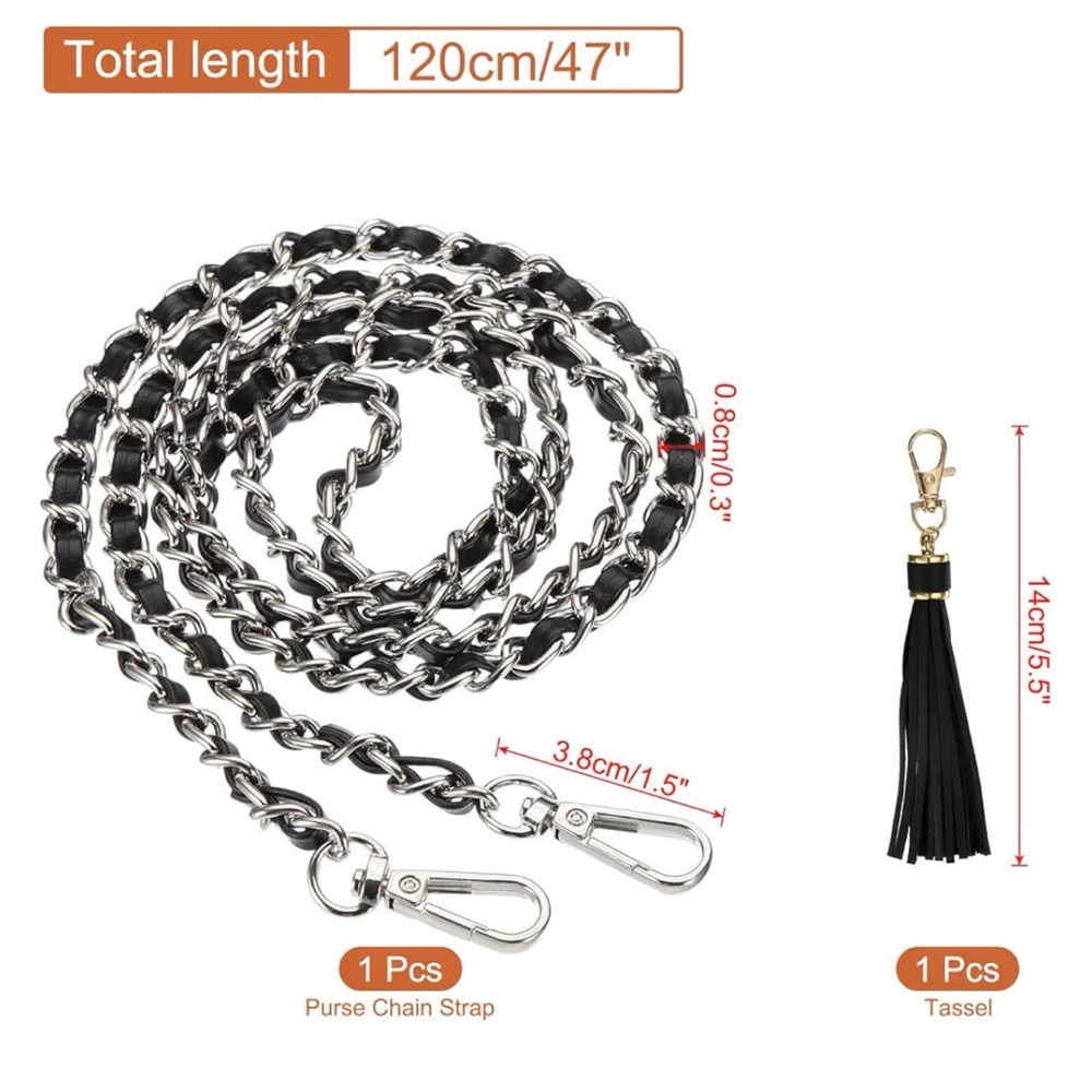 Strap Chanel Style Chain - Faux Leather - Replacement for Crossbody Shoulder Bag - Picture 8 of 13